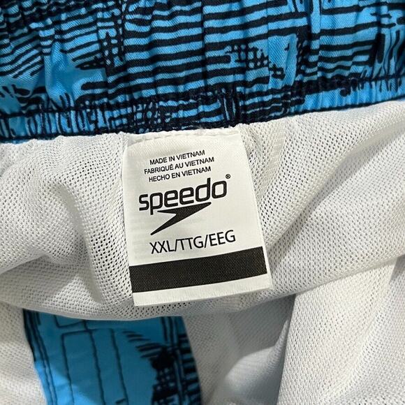 Speedo Blue Floral Drawstring Lined Beach Swim Trunks Shorts Size XXL Men's NEW - Picture 3 of 8